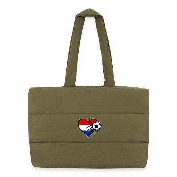 Drapeau des Pays-Bas Fussball_mit_Herz - Sac shopping matelassé - safari green - Devant