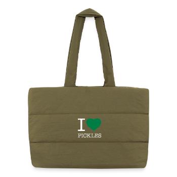 I LOVE PICKLES - Puffer Shopping Bag - safari green - Front