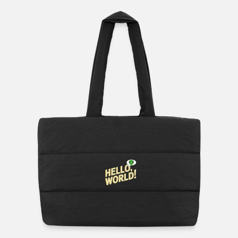 Verspieltes Alien Hello World Design Puffer-Einkaufstasche