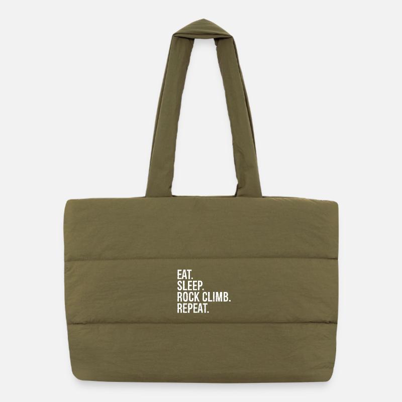 eat sleep rock climb repeat Puffer-Einkaufstasche