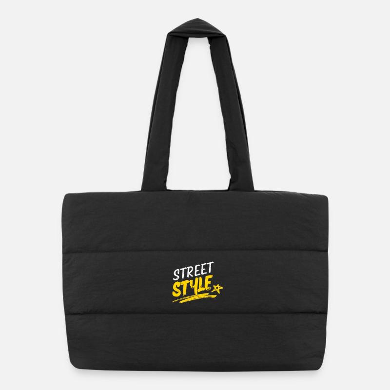 Lebendiges Streetstyle-Typografie-Design - Puffer-Einkaufstasche - Schwarz
