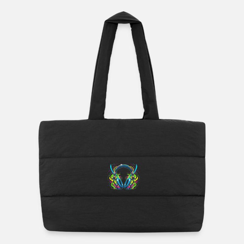 Casque néon avec tourbillons psychédéliques Sac shopping matelassé