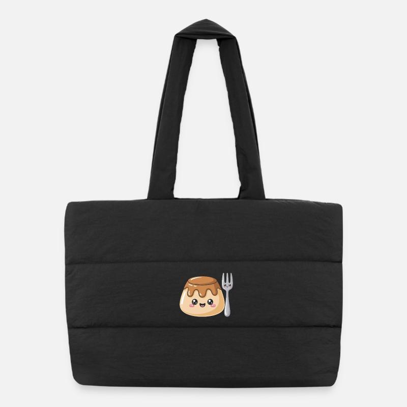 Pudding with fork Puffer Shopping Bag