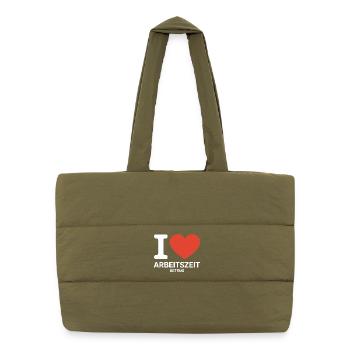 J’aime Temps de travail Fraude Pas de crime Bureau de l’emploi - Sac shopping matelassé - safari green - Devant