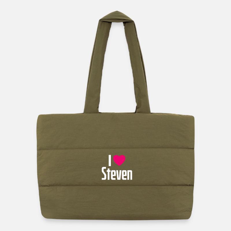 I Love Steven Pinkes Herz Ich liebe Steven Puffer-Einkaufstasche