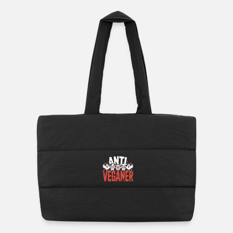 Anti Veganer - Funny German Memes Puffer Shopping Bag