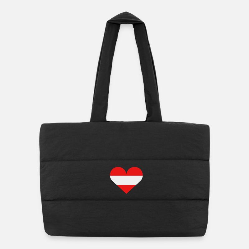Austria heart flag Puffer Shopping Bag
