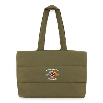 Pekinese Herzlinie - Puffer-Einkaufstasche - safari Green - Vorne