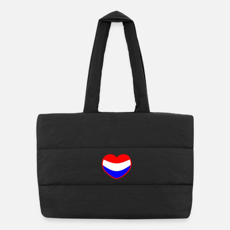 Le cœur du drapeau néerlandais Les Pays-Bas Sac shopping matelassé