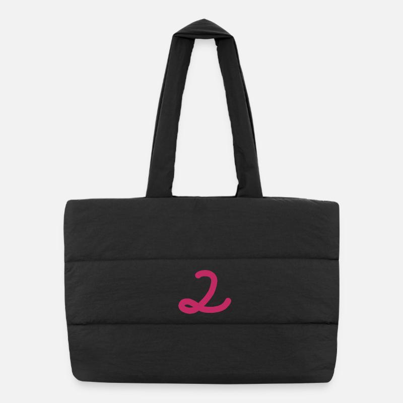 2 Number two pink number pink Puffer Shopping Bag