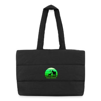 cheval, cheval sauvage, passionné de chevaux - Sac shopping matelassé - noir - Devant