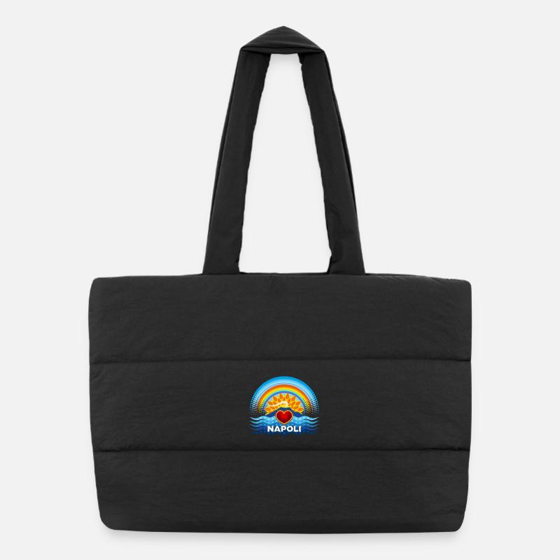 Naples Heart Vesuvius Sun and Rainbow Puffer Shopping Bag
