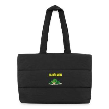 T-shirt île La Réunion tropicale - Sac shopping matelassé - noir - Devant