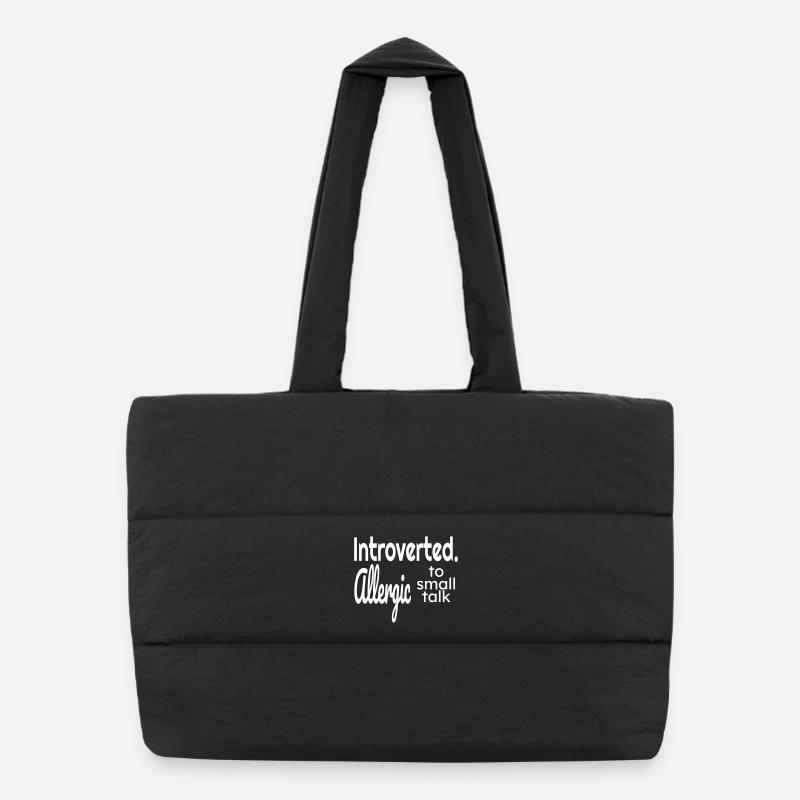 Introverted allergic to small talk - Puffer Shopping Bag - black