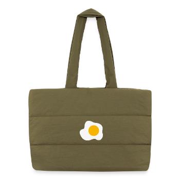 Fried Egg Breakfast Graphic Humor - Puffer Shopping Bag - safari green - Front