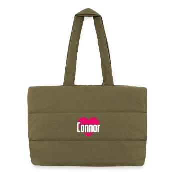 I Love Connor Pink Heart I Love Connor - Puffer Shopping Bag - safari green - Front