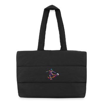 Fußballspieler Geschenk Fußball Kinderjunge - Puffer-Einkaufstasche - Schwarz - Vorne