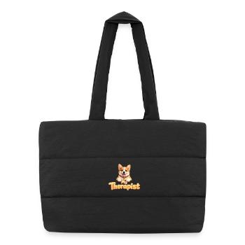 Corgi Mon thérapeute - Sac shopping matelassé - noir - Devant
