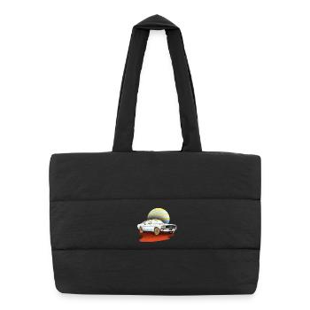 Retro weißes Auto – klassischer Vintage - Puffer-Einkaufstasche - Schwarz - Vorne