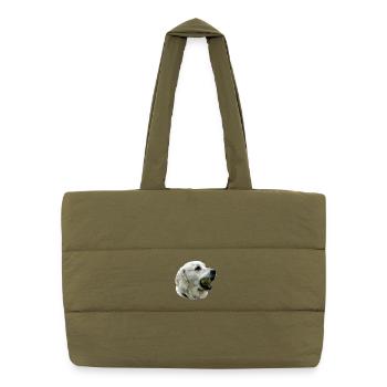 Labrador avec la bille - Sac shopping matelassé - safari green - Devant