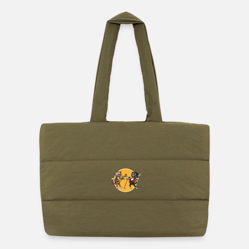 Le chant joyeux et jouant de la guitare. Sac shopping matelassé