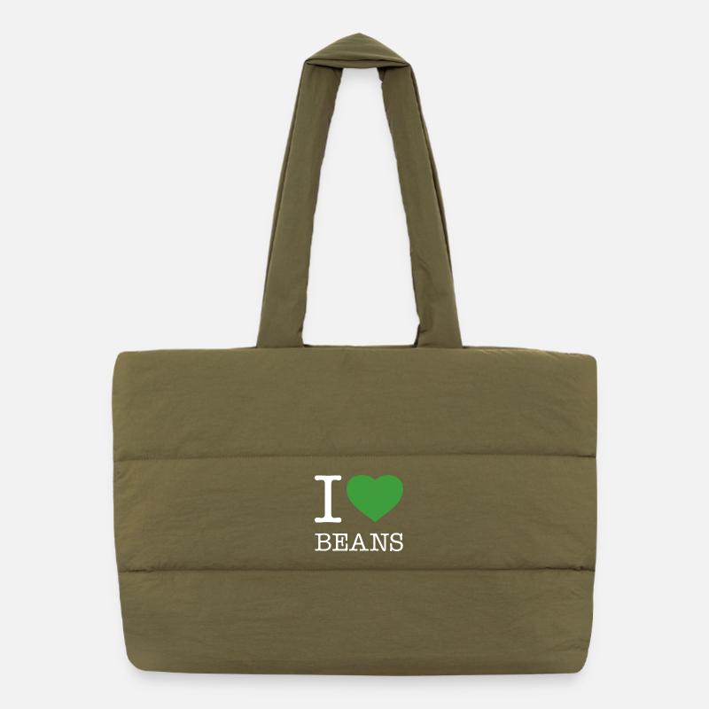 I LOVE BEANS Bohnen Puffer Shopping Bag