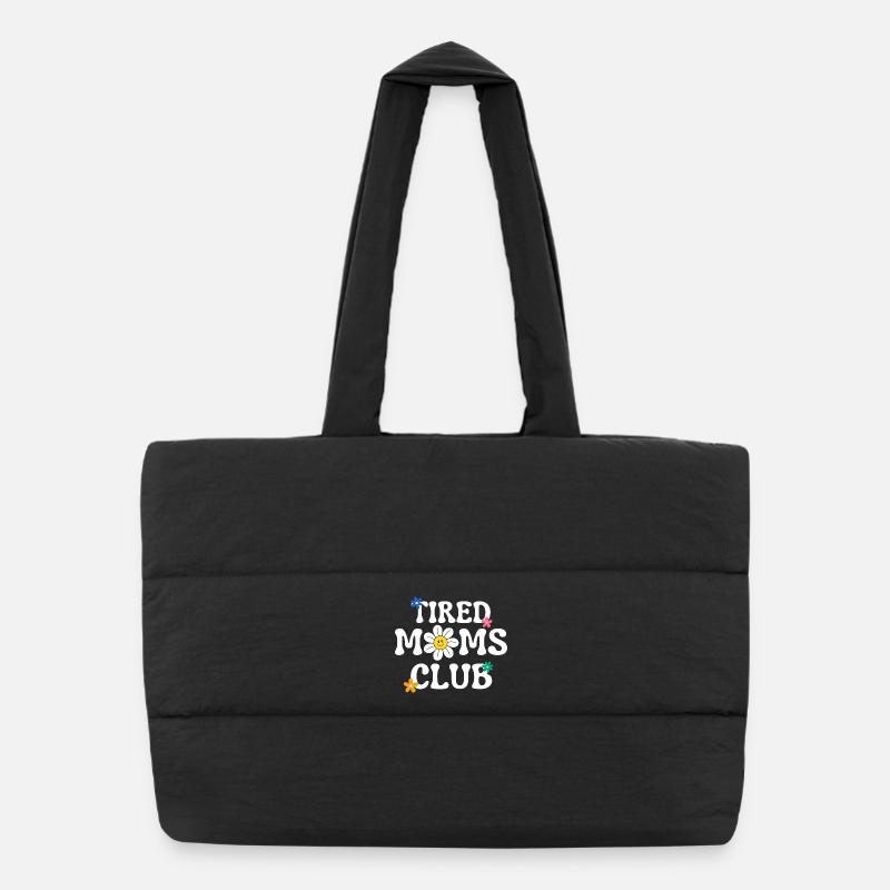 Müde Mütter Club mit groovigem Text - Puffer-Einkaufstasche - Schwarz