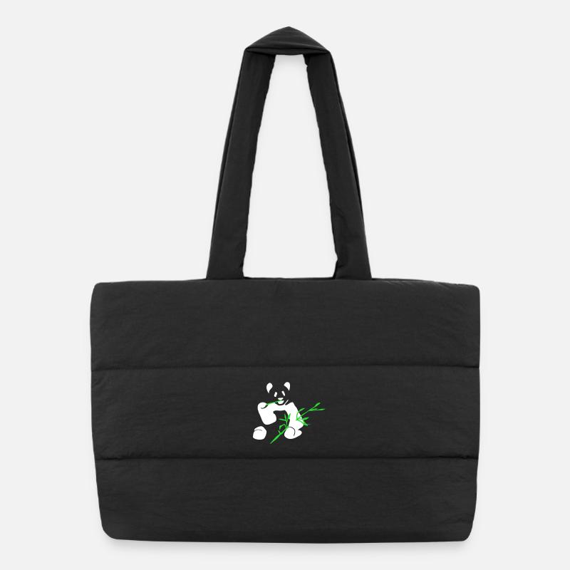 Panda with bamboo - Puffer Shopping Bag - black