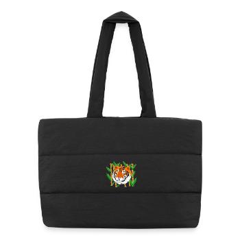 Tête de tigre - Sac shopping matelassé - noir - Devant