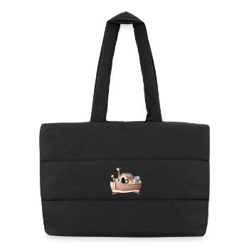 Cute Animal Illustration – Noah's Ark with Animals - Puffer Shopping Bag - black - Front
