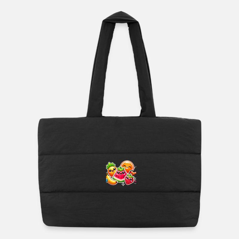 Colorful Fruit Party Style - Puffer Shopping Bag - black