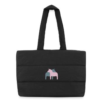 Dala Horse Couple Horses Love Wedding Decoration Love - Puffer Shopping Bag - black - Front