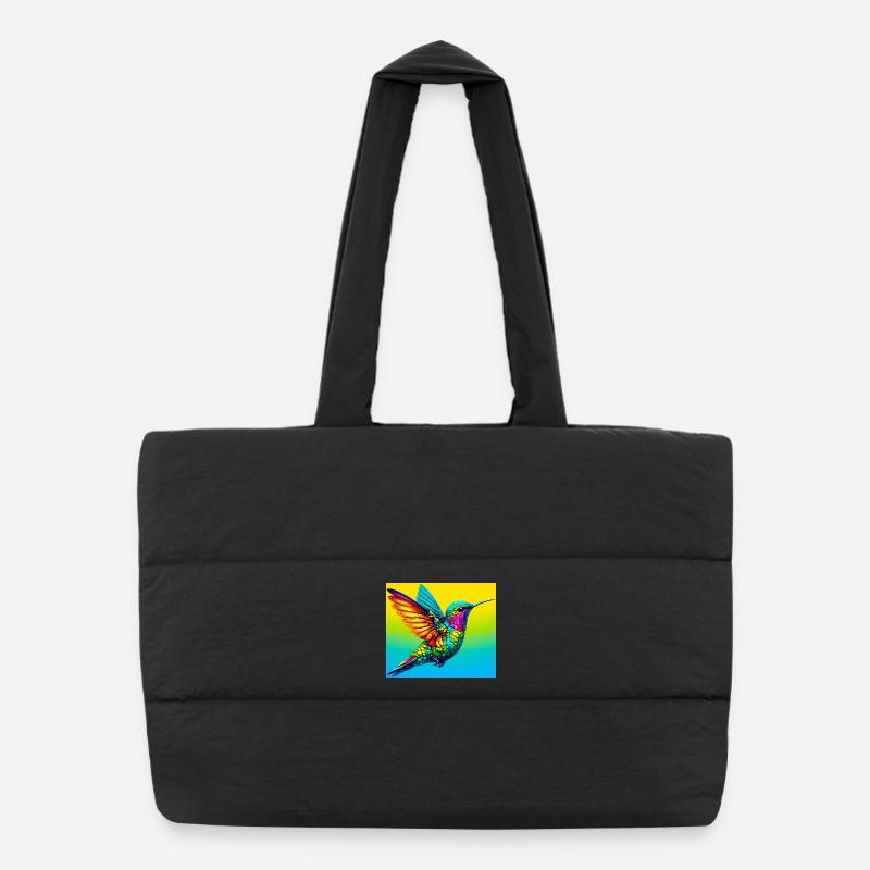 Kolibri - Puffer-Einkaufstasche - Schwarz