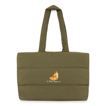 Croissant Petit-déjeuner Français Design - Sac shopping matelassé - safari green - Devant