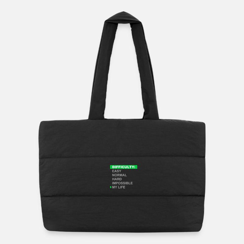 Mode de difficulté – Ma vie - Sac shopping matelassé - noir