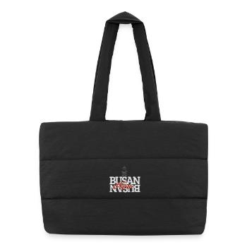 Busan Korea Lighthouse Typography Design - Puffer Shopping Bag - black - Front