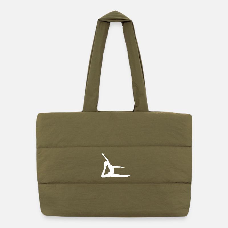 Yoga Silhouettes White Puffer Shopping Bag