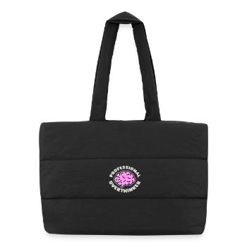 Professional Overthinker Funny Brooding Anxiety Logo - Puffer Shopping Bag - black - Front