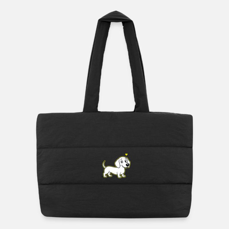 Fritz_the_Sausage_Dog - Puffer-Einkaufstasche - Schwarz
