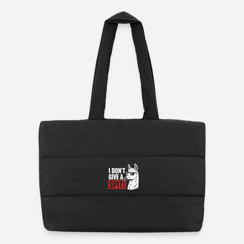 I Don't Give A Spit Lama Saying Shirt Puffer Shopping Bag
