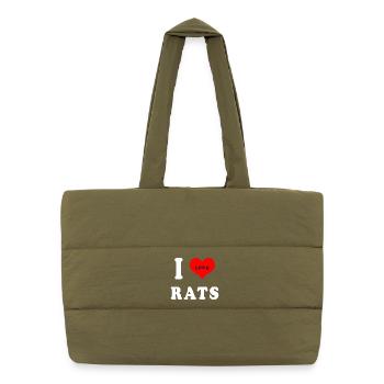 J'adore les rats - Sac shopping matelassé - safari green - Devant