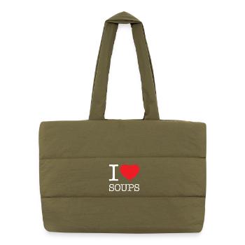 J’ADORE LES SOUPES - Sac shopping matelassé - safari green - Devant
