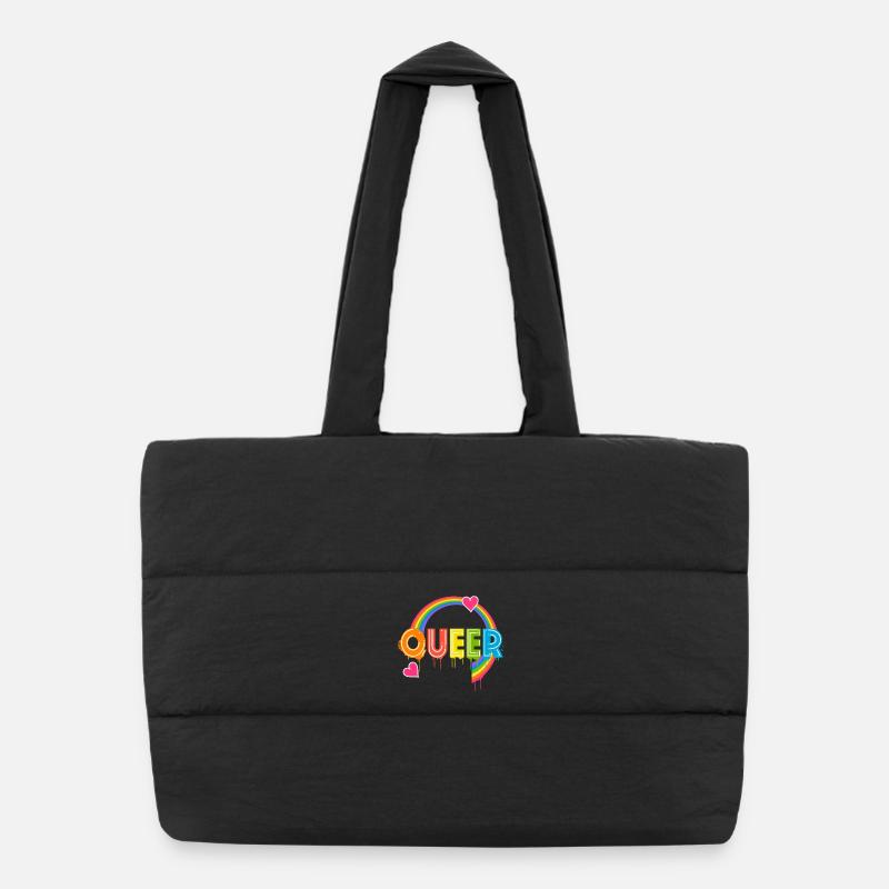 Queer Typography Pride Month Equal Rights LGBTQ Puffer Shopping Bag