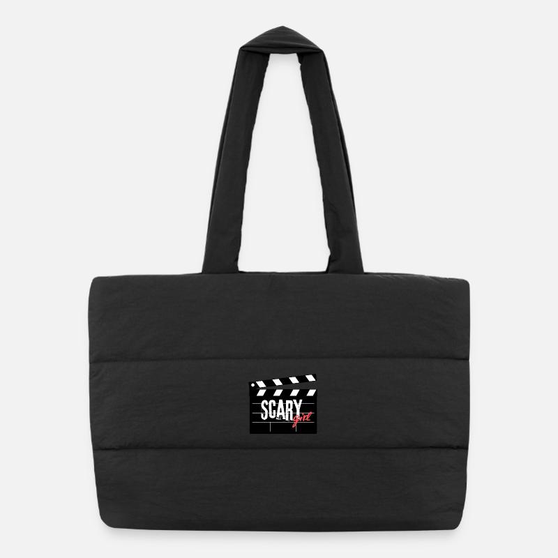 Gruseliges Mädchen Film Klappe Design Puffer-Einkaufstasche