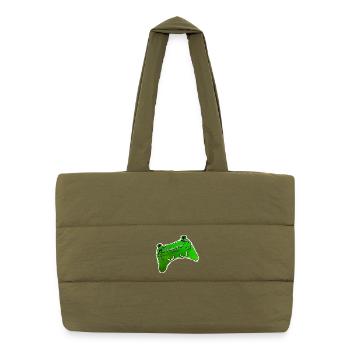 green comic controller with text GAME OVER - Puffer Shopping Bag - safari green - Front