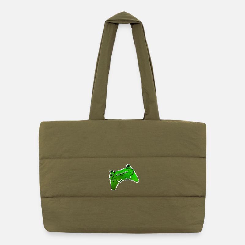 green comic controller with text GAME OVER Puffer Shopping Bag