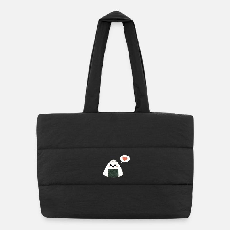 Kawaii onigiri with heart Puffer Shopping Bag