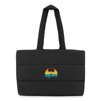 Skydiver silhouette retro nature - Puffer Shopping Bag - black - Front
