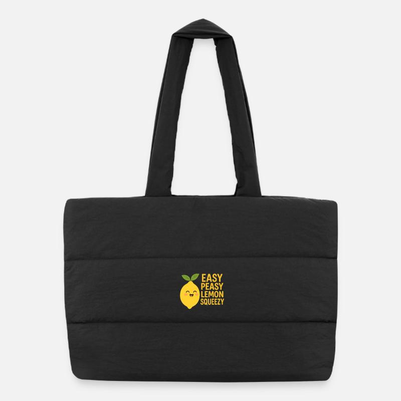 Motifs de citron joyeux avec un dicton amusant Sac shopping matelassé