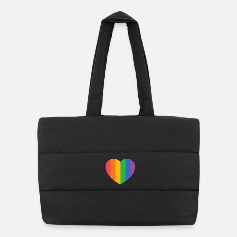 Coeur avec rayures de fierté Sac shopping matelassé